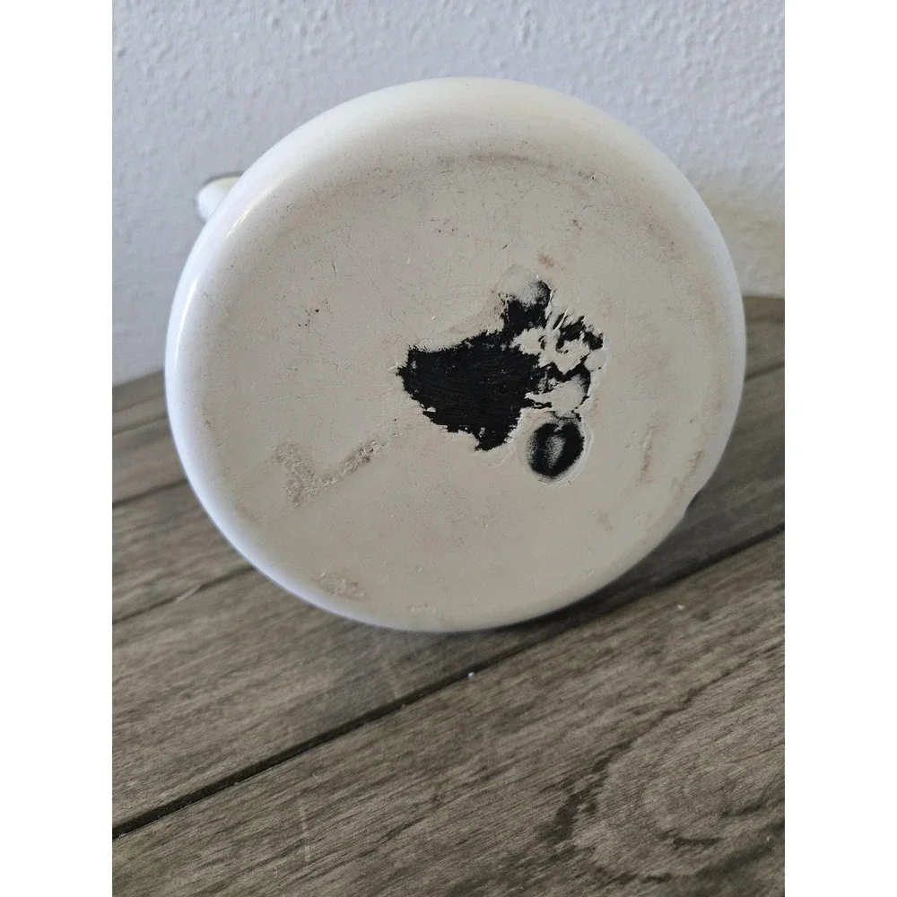 Vintage White & Black Enamelware Coffee Pot Percolator Camping Farmhouse Retro